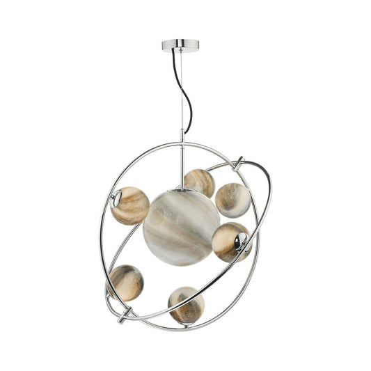 Mikara 7 Light Pendant Polished Chrome Glass