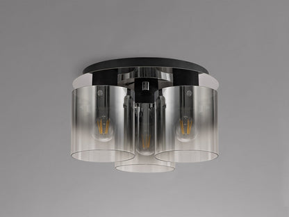 Moonlight Round 3 Light Black Flush Ceiling Light