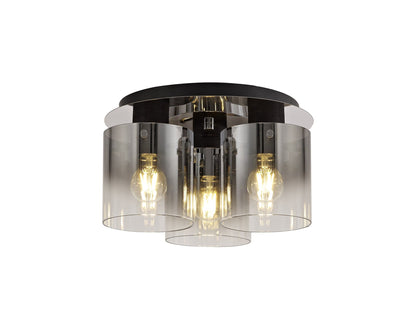 Moonlight Round 3 Light Black Flush Ceiling Light