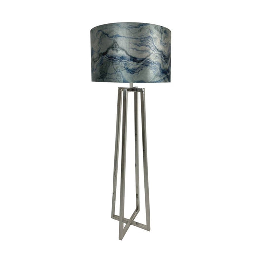 Madison Chrome Floor Lamp with Marble Azure Shade