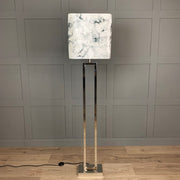 Fitzroy Chrome Floor Lamp with Square Carrara Grey Marble Shade