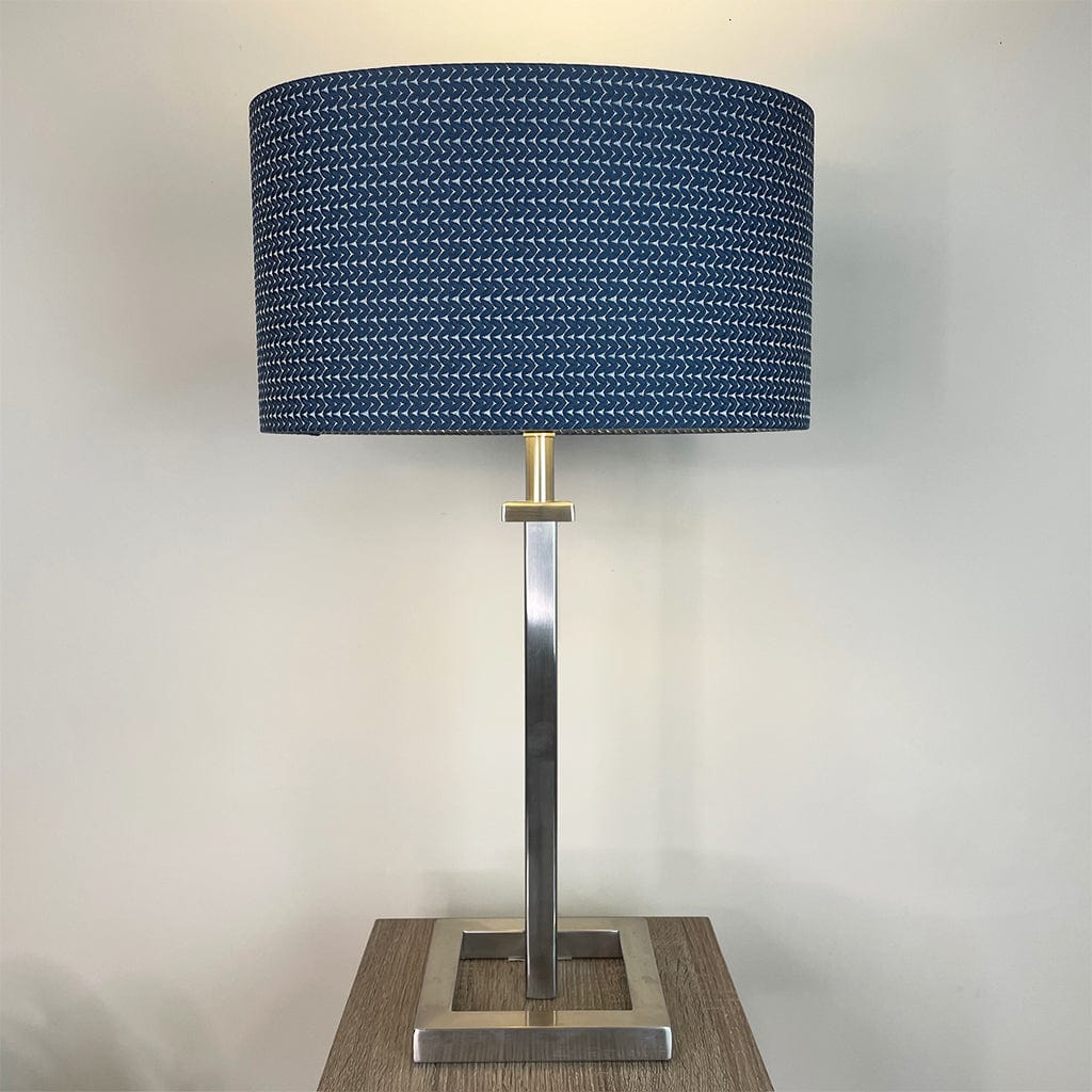 Aura Brushed Steel Table Lamp with Opaline Midnight Shade