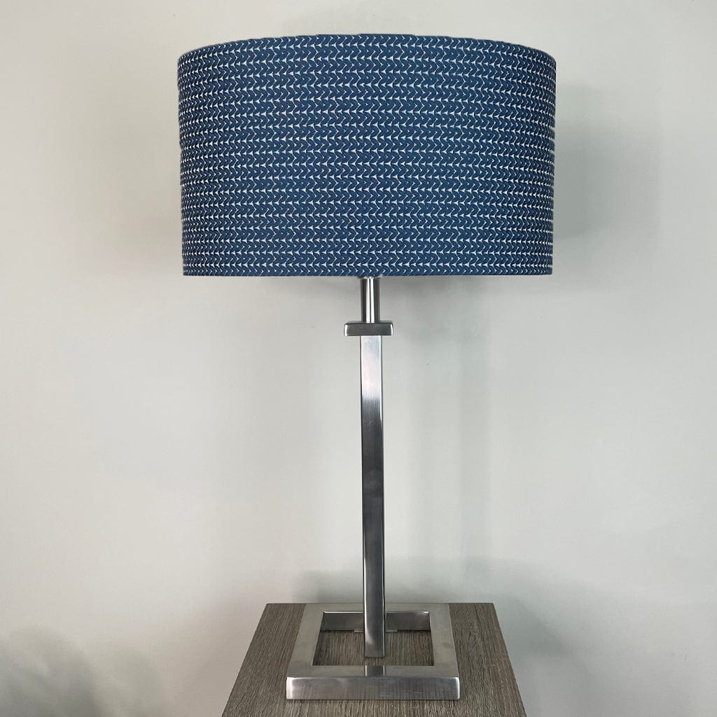 Aura Brushed Steel Table Lamp with Opaline Midnight Shade