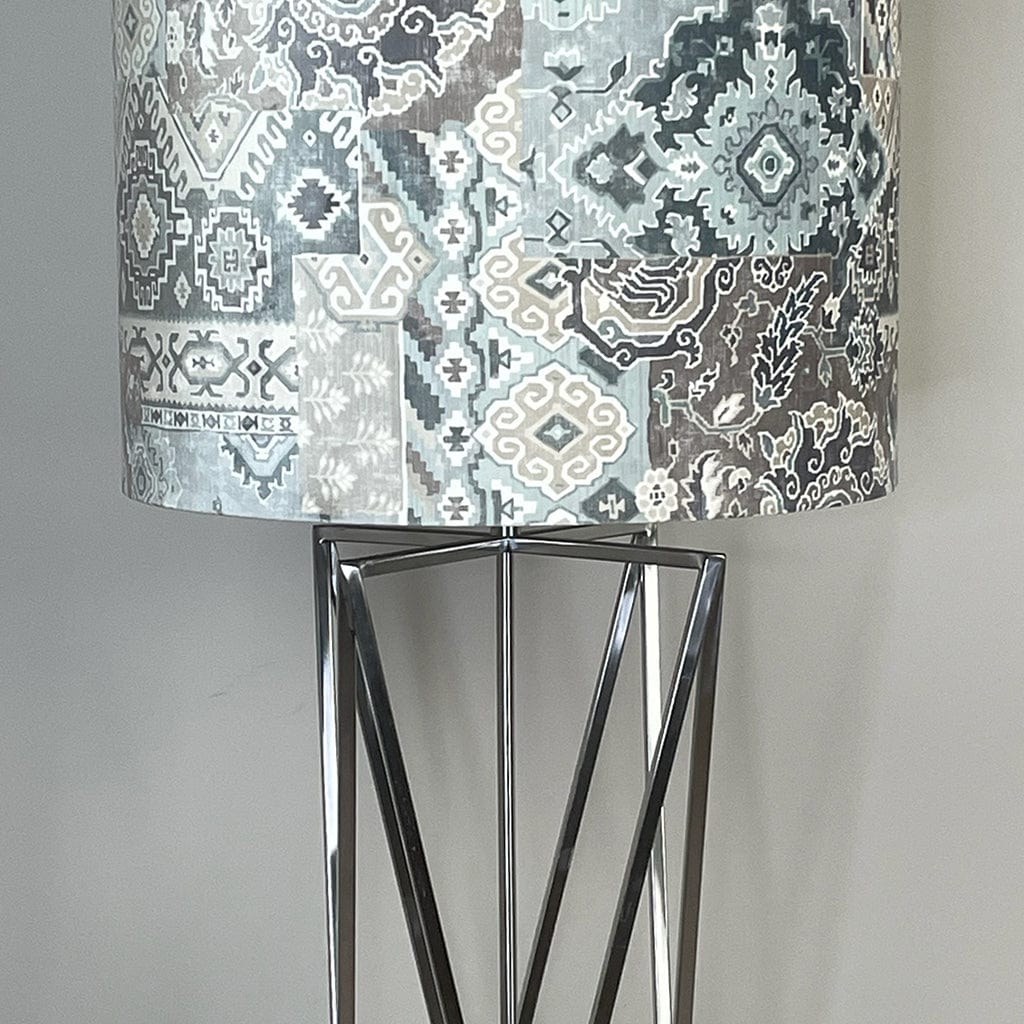 Renzo Brushed Steel Floor Lamp with Velvet Chalet Glacier Deep Shade