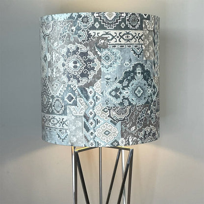 Renzo Brushed Steel Floor Lamp with Velvet Chalet Glacier Deep Shade