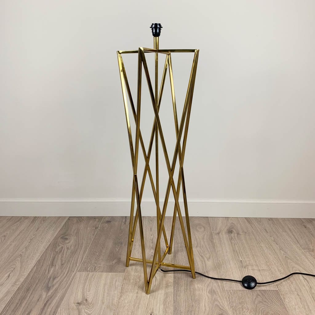 Renzo Gold Floor Lamp with Deep Shade in Tai Shale