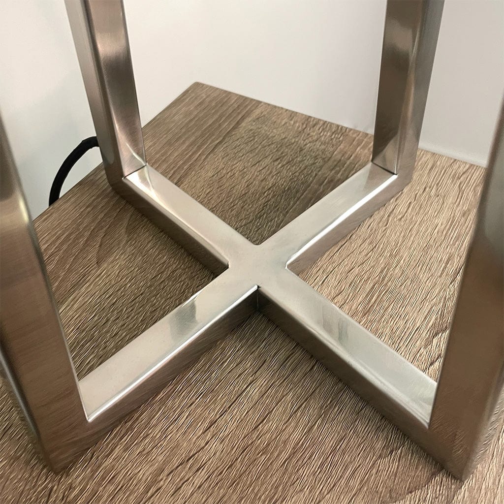 Madison Brushed Steel Table Lamp with Silver Geo Shade