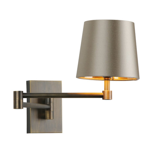 David Hunt Muswell Antique Brass Single Wall Light with Almond Cream Shade