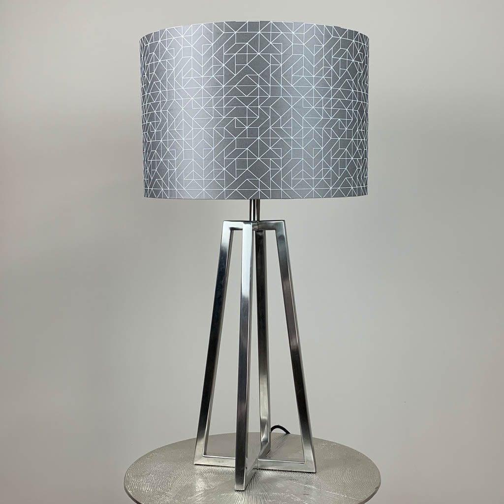 Madison Brushed Silver Table Lamp with Silver Geo Shade