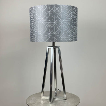 Madison Brushed Silver Table Lamp with Silver Geo Shade