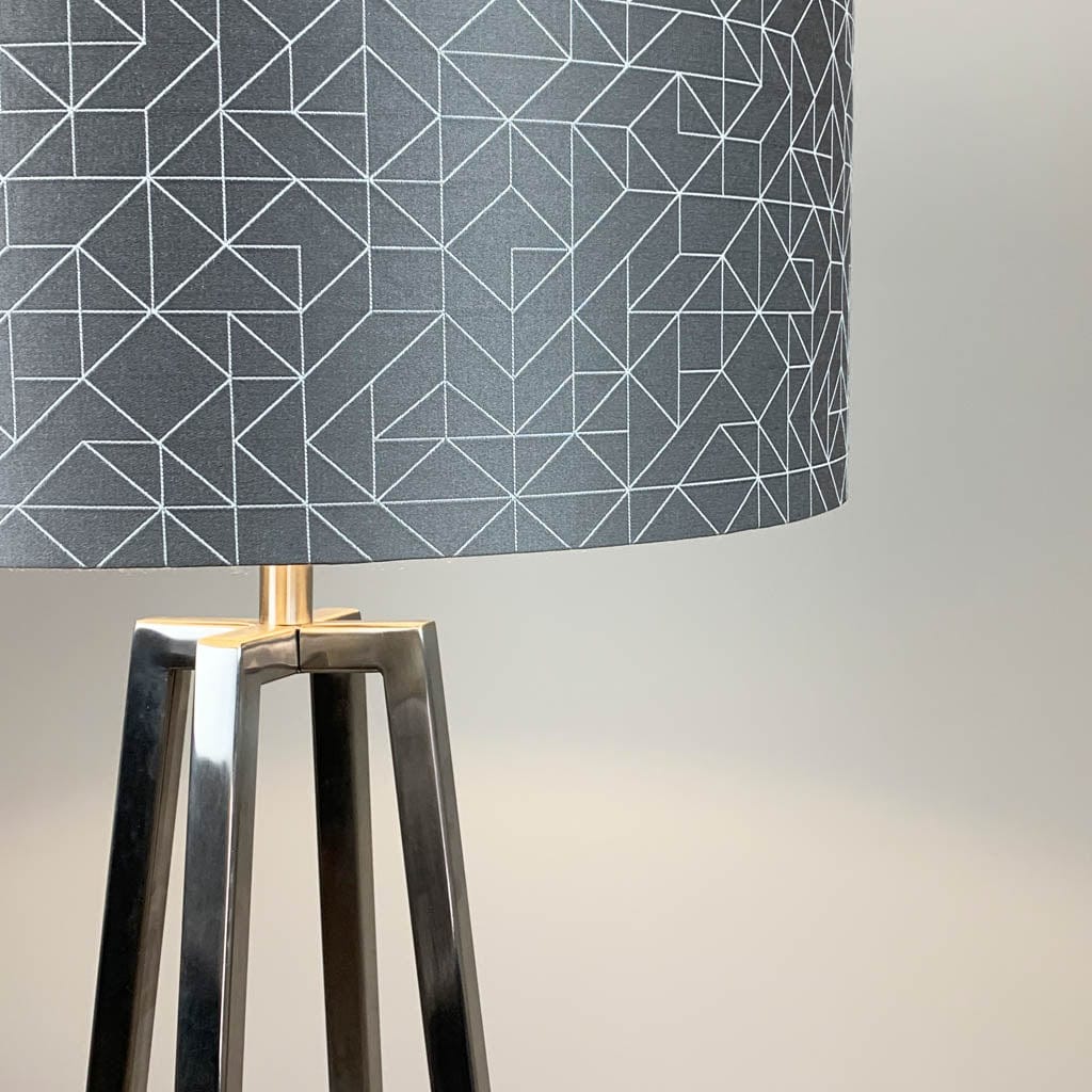 Madison Brushed Silver Table Lamp with Silver Geo Shade