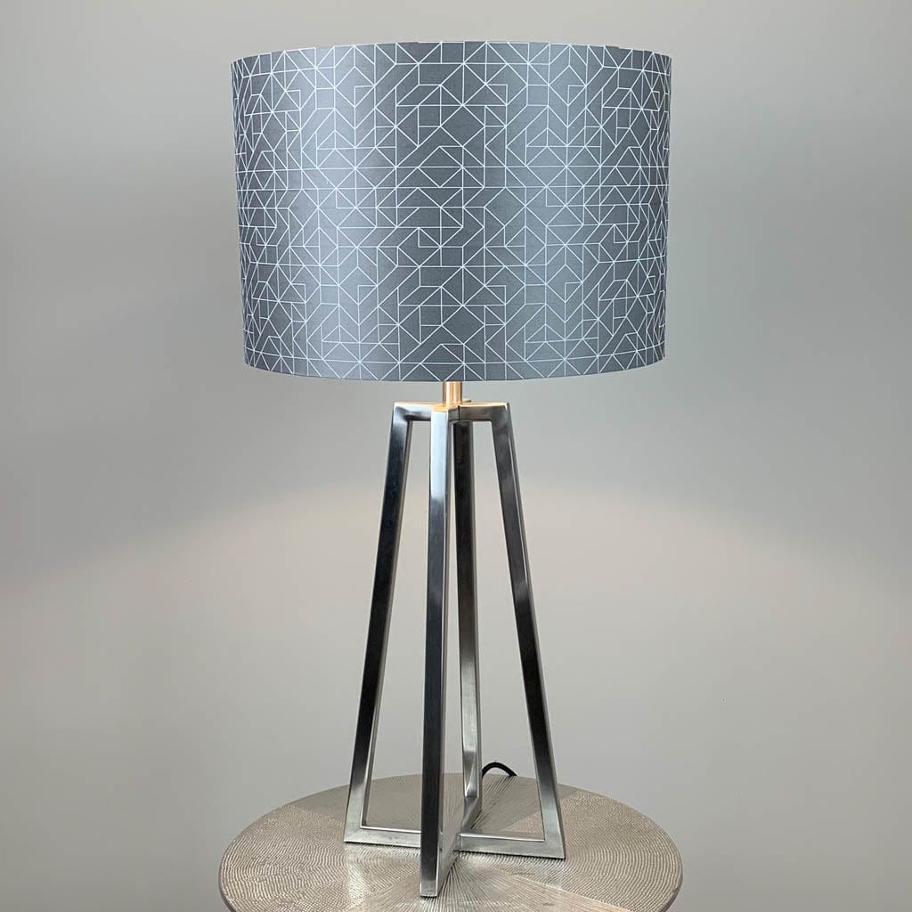 Madison Brushed Steel Table Lamp with Silver Geo Shade