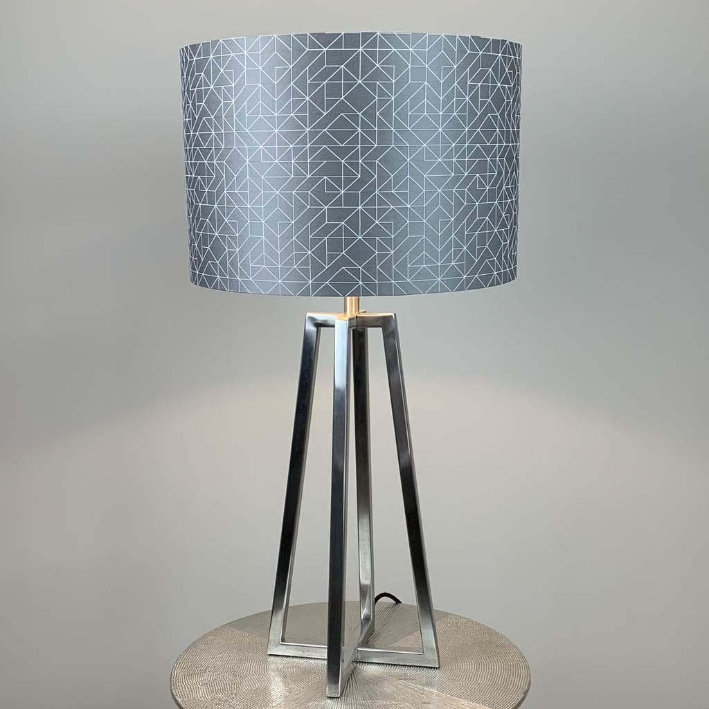 Madison Brushed Silver Table Lamp with Silver Geo Shade