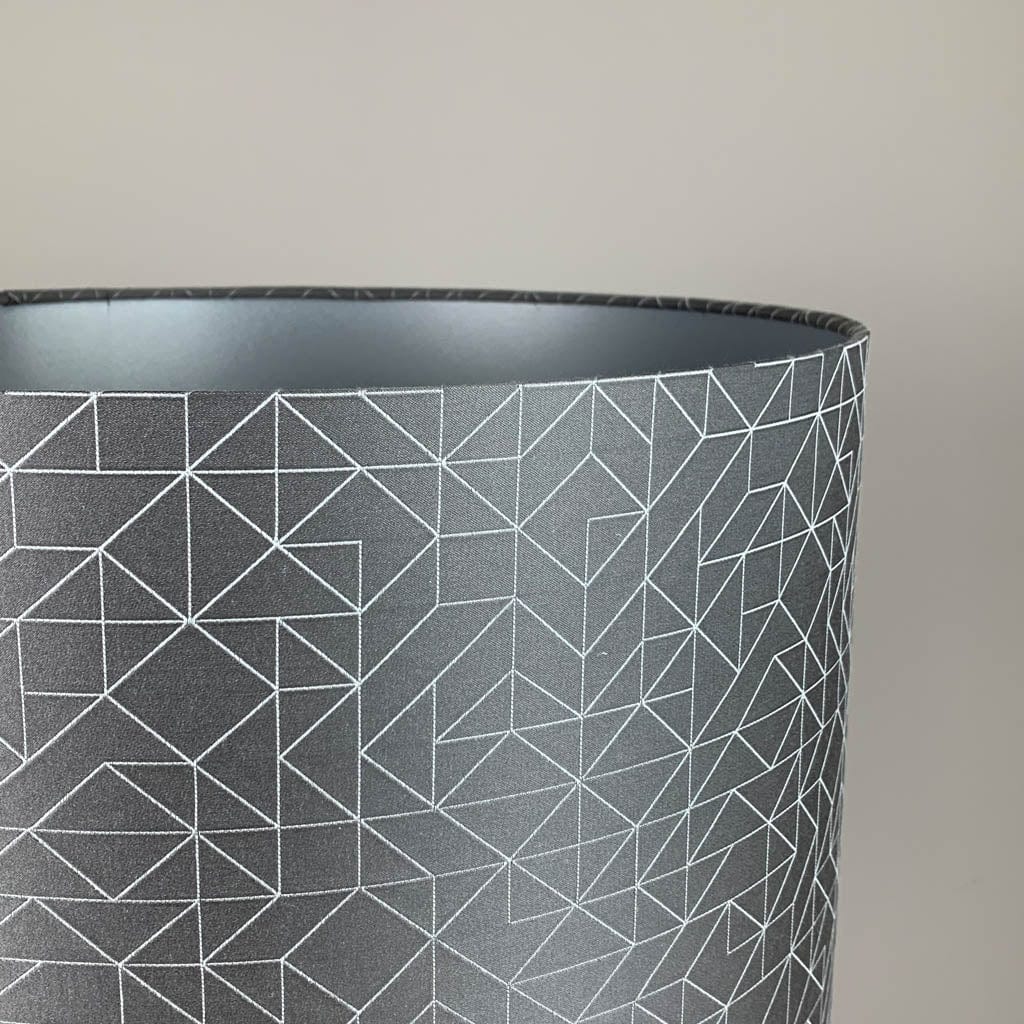 Madison Brushed Steel Table Lamp with Silver Geo Shade