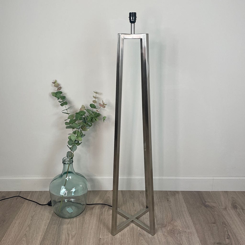 Madison Brushed Steel Floor Lamp with White Linen Shade
