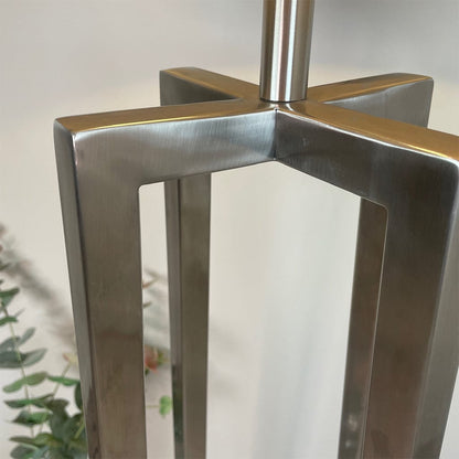 Madison Brushed Steel Floor Lamp with Grey Linen Shade