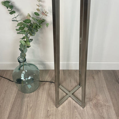 Madison Brushed Steel Floor Lamp with Grey Linen Shade