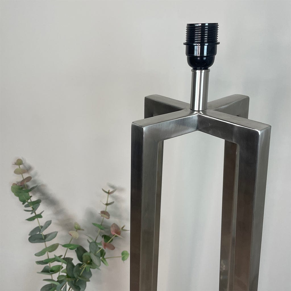 Madison Brushed Steel Floor Lamp with Tobacco Orange Linen Shade