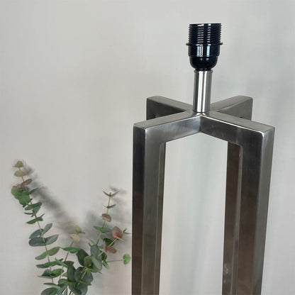 Madison Brushed Steel Floor Lamp with Tobacco Orange Linen Shade