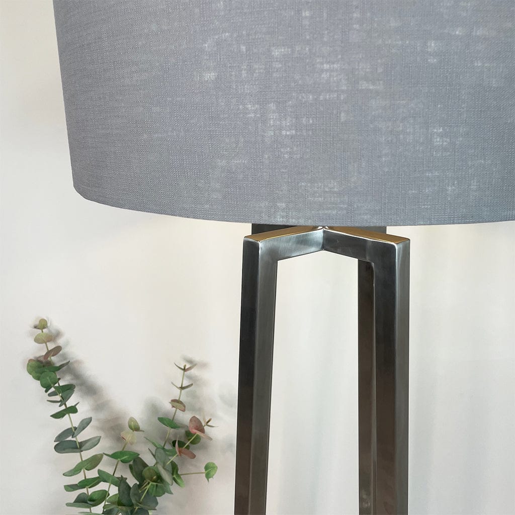 Madison Brushed Steel Floor Lamp with Grey Linen Shade