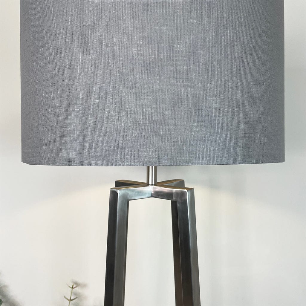 Madison Brushed Steel Floor Lamp with Grey Linen Shade