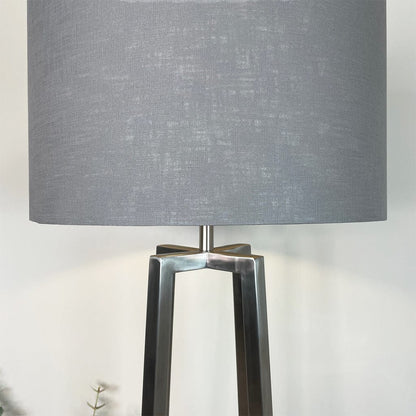 Madison Brushed Steel Floor Lamp with Grey Linen Shade