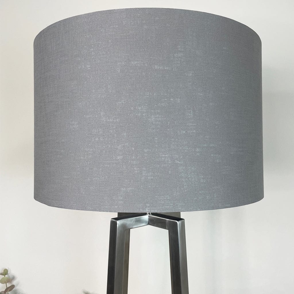 Madison Brushed Steel Floor Lamp with Grey Linen Shade