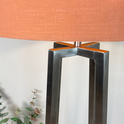 Madison Brushed Steel Floor Lamp with Tobacco Orange Linen Shade