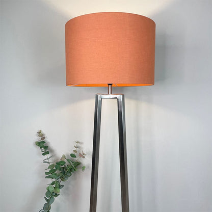 Madison Brushed Steel Floor Lamp with Tobacco Orange Linen Shade