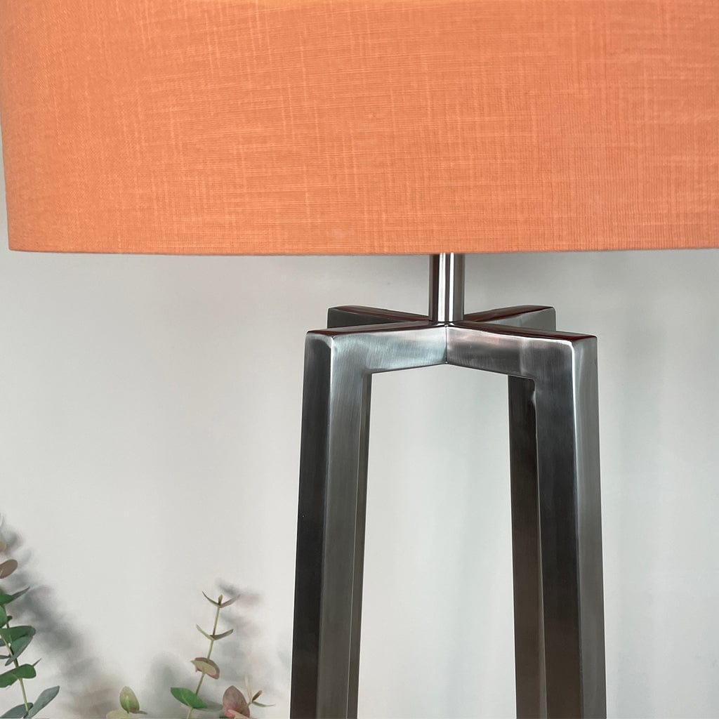 Madison Brushed Steel Floor Lamp with Tobacco Orange Linen Shade