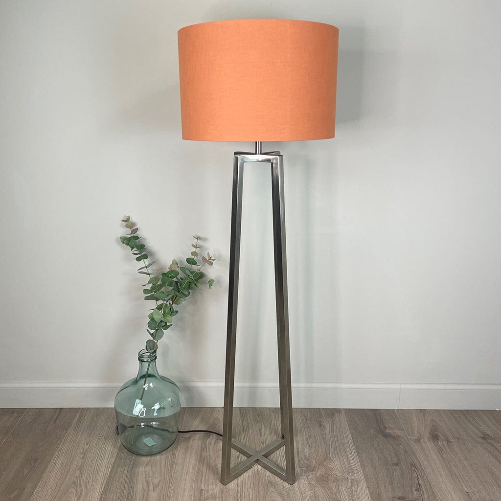 Madison Brushed Steel Floor Lamp with Tobacco Orange Linen Shade