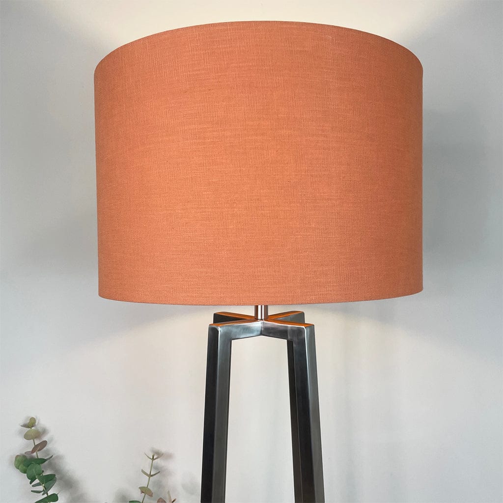 Madison Brushed Steel Floor Lamp with Tobacco Orange Linen Shade