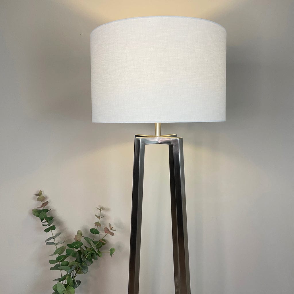 Madison Brushed Steel Floor Lamp with White Linen Shade