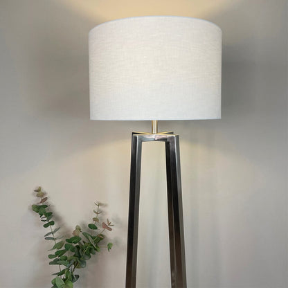 Madison Brushed Steel Floor Lamp with White Linen Shade
