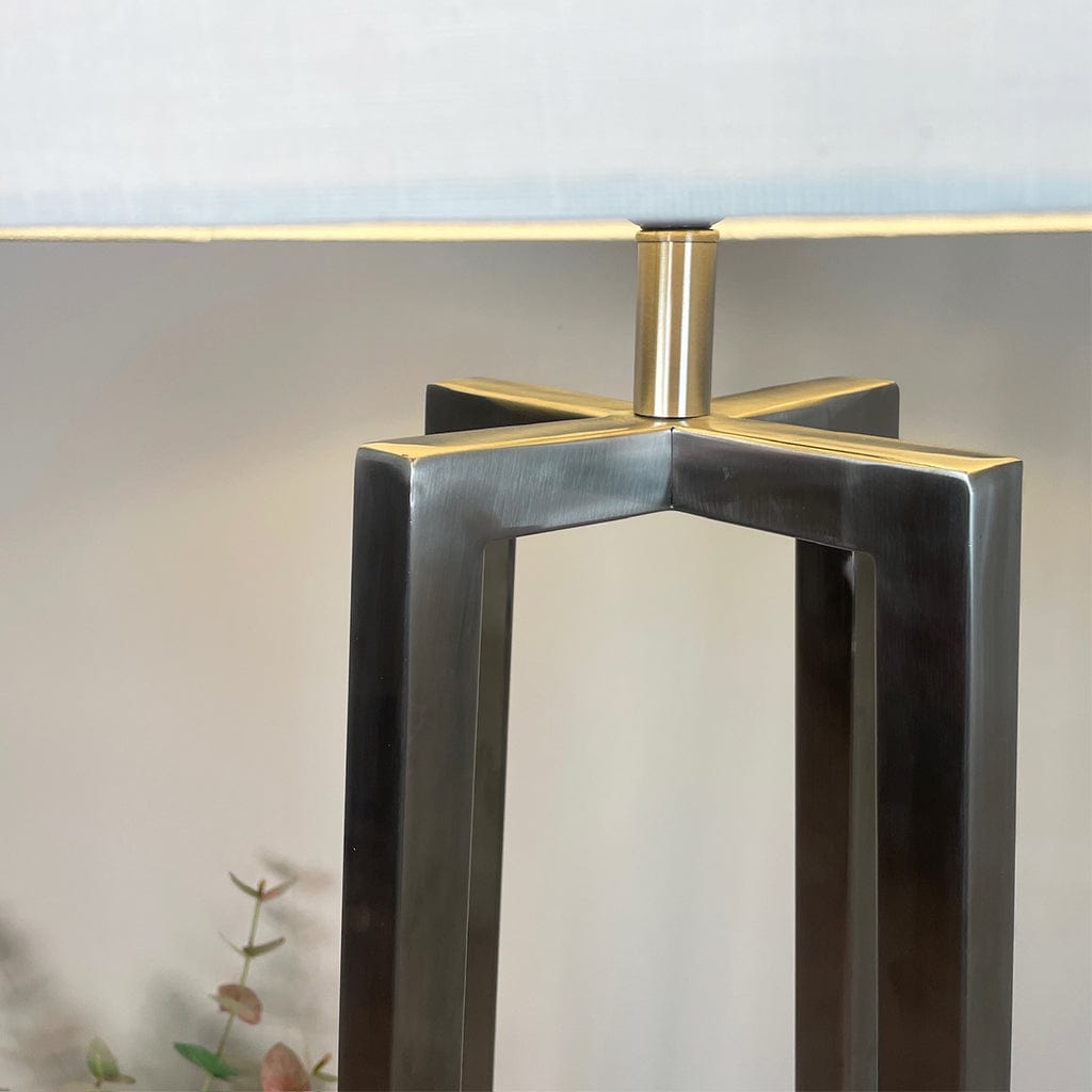 Madison Brushed Steel Floor Lamp with White Linen Shade