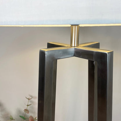 Madison Brushed Steel Floor Lamp with White Linen Shade