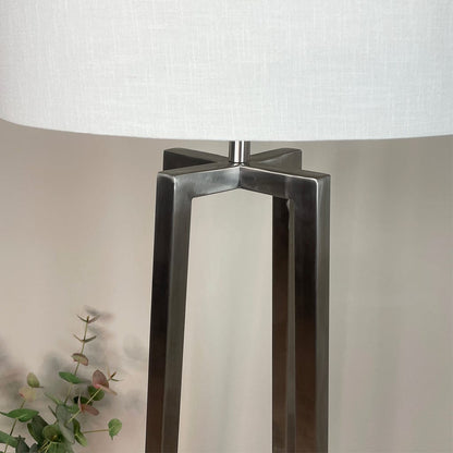 Madison Brushed Steel Floor Lamp with White Linen Shade