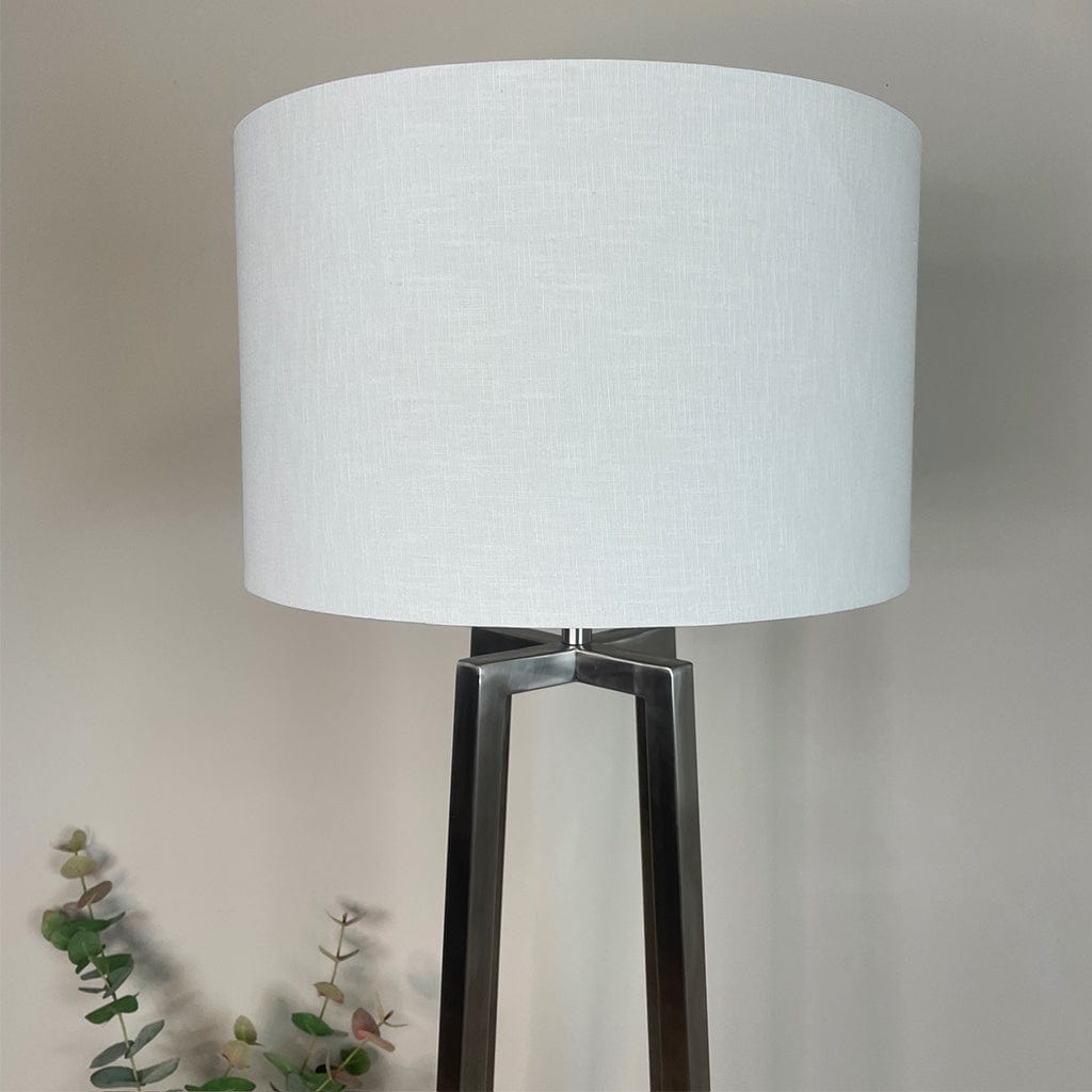 Madison Brushed Steel Floor Lamp with White Linen Shade