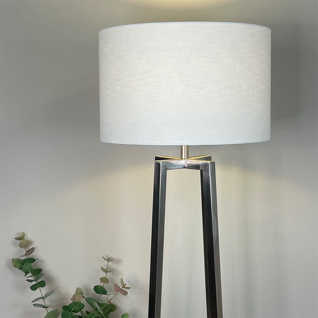 Madison Brushed Steel Floor Lamp with White Linen Shade