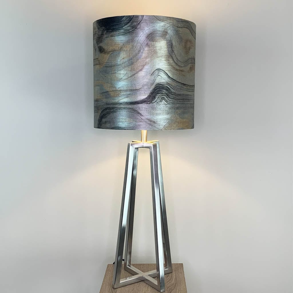 Madison Brushed Steel Table Lamp with Tessuto Nero Lampshade