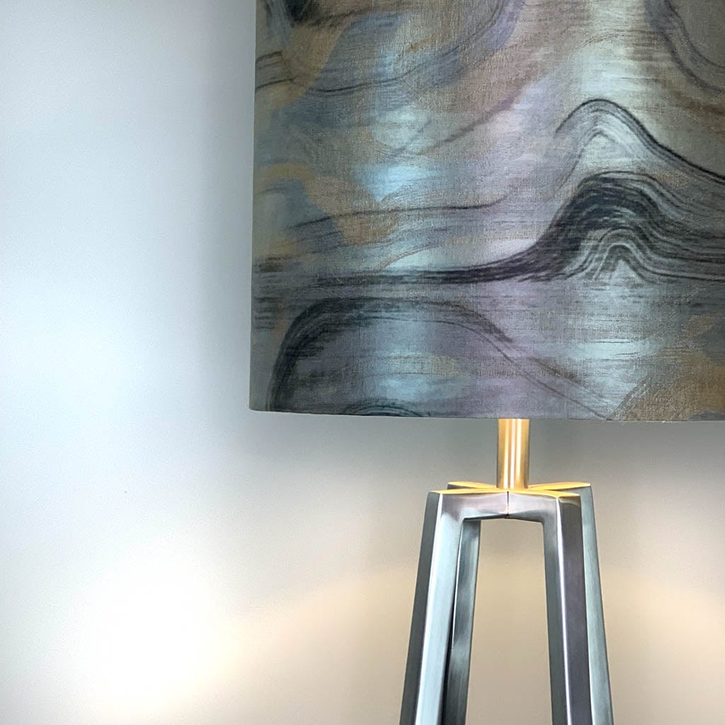 Madison Brushed Steel Table Lamp with Tessuto Nero Lampshade