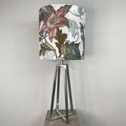 Madison Brushed Steel Table Lamp with Timorous Beasties Epic Botanic Beige Peach Shade