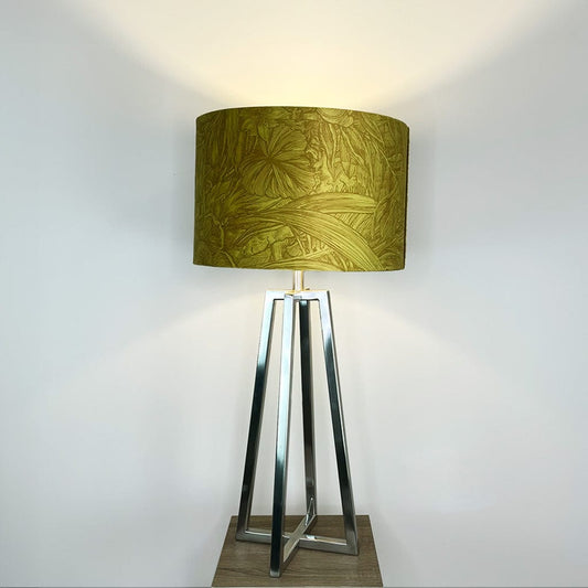 Madison Brushed Steel Table Lamp with Timorous Beasties Jungle Tangle Lemon Shade