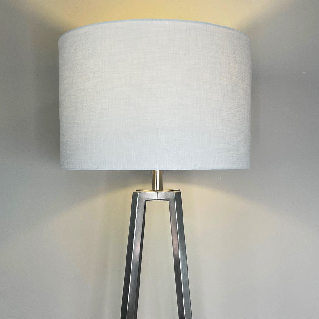 Madison Brushed Steel Table Lamp with White Linen Shade