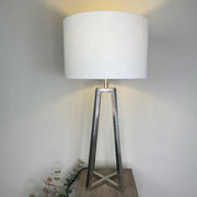 Madison Brushed Steel Table Lamp with White Linen Shade