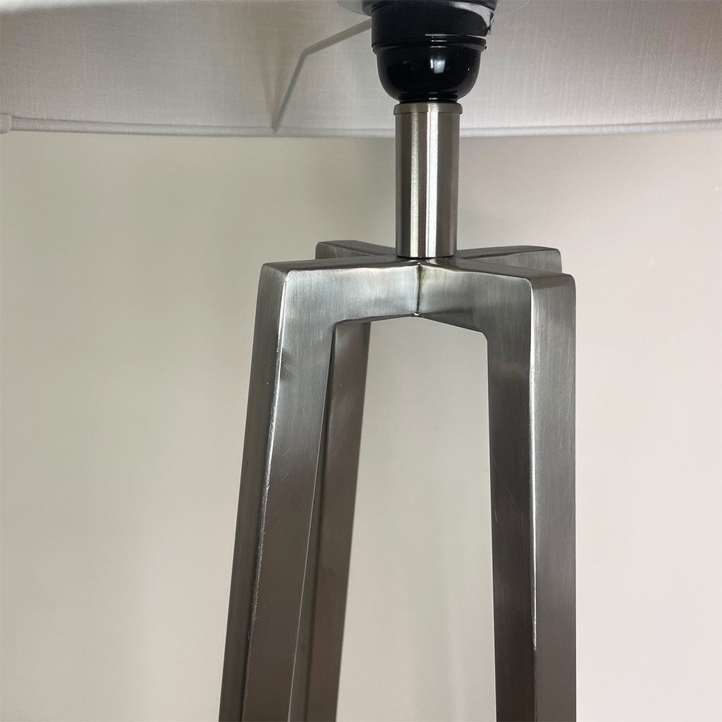 Madison Brushed Steel Table Lamp with White Linen Shade