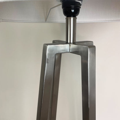 Madison Brushed Steel Table Lamp with White Linen Shade