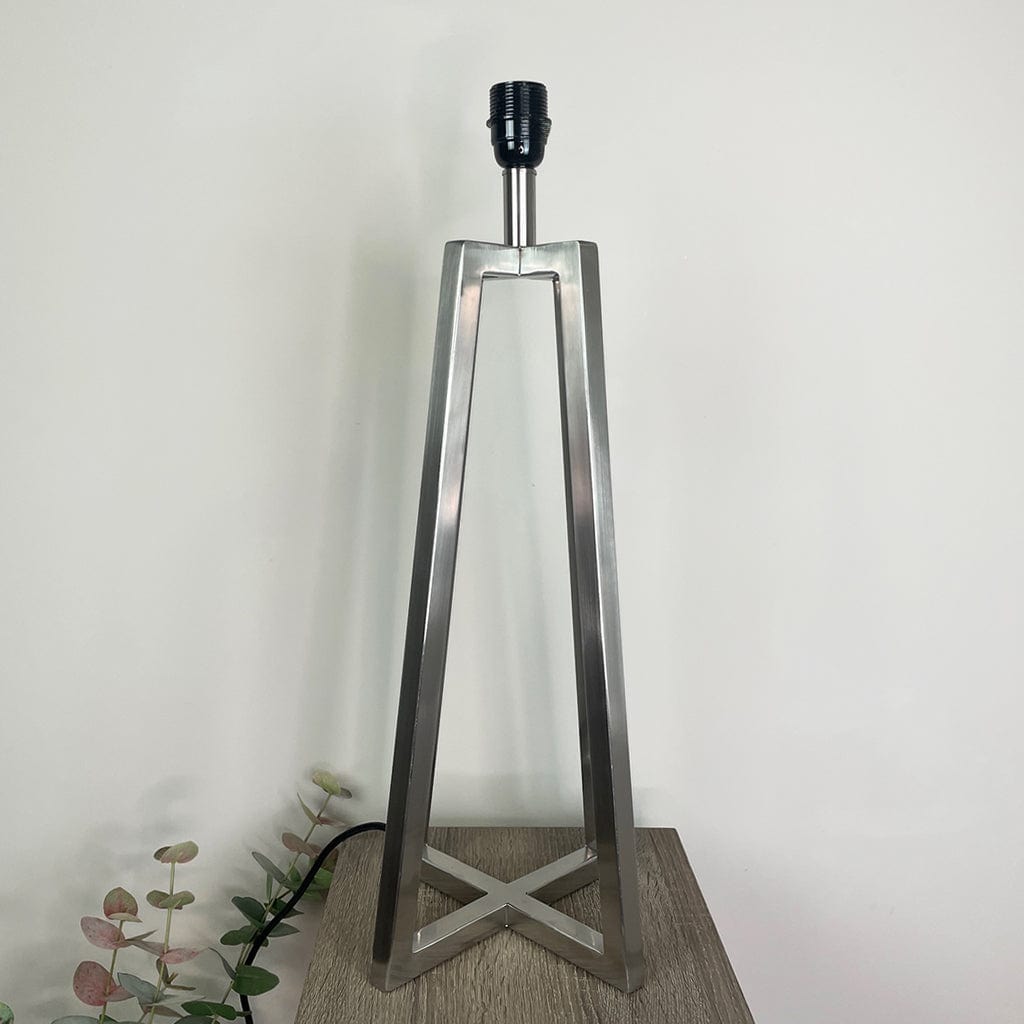 Madison Brushed Steel Table Lamp with White Linen Shade