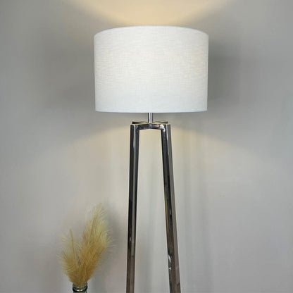 Madison Chrome Floor Lamp with White Linen Shade