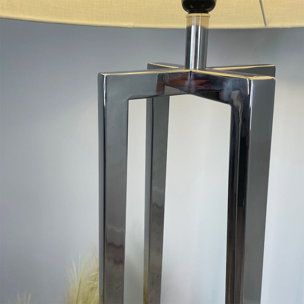 Madison Chrome Floor Lamp with White Linen Shade